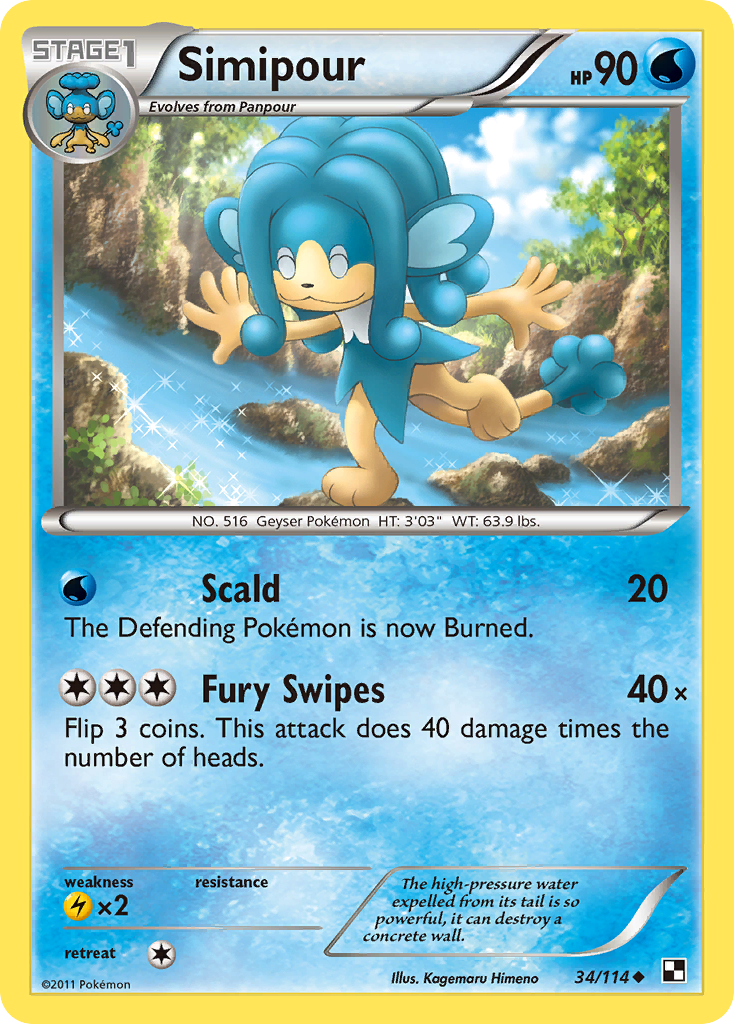Simipour 34/114 Pokémon Black & White (2011) English card — catalogue reference