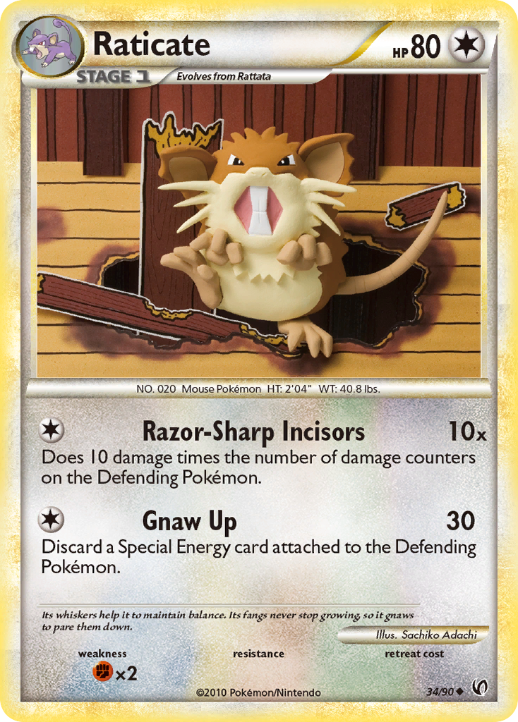 Raticate 34/90 Pokémon Undaunted (2010) English card — catalogue reference