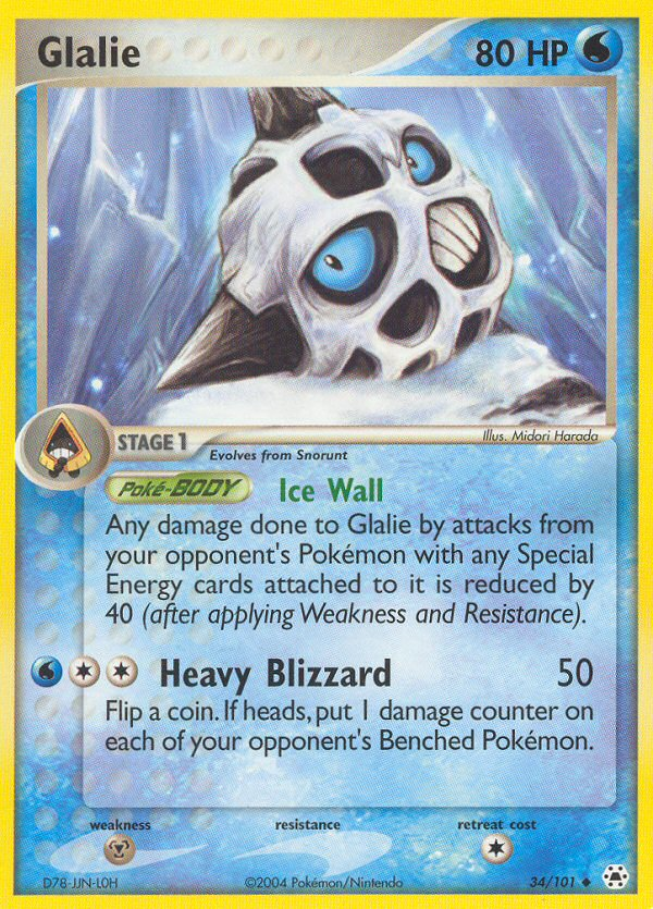 Glalie 34/101 Pokémon EX Hidden Legends 2004 card