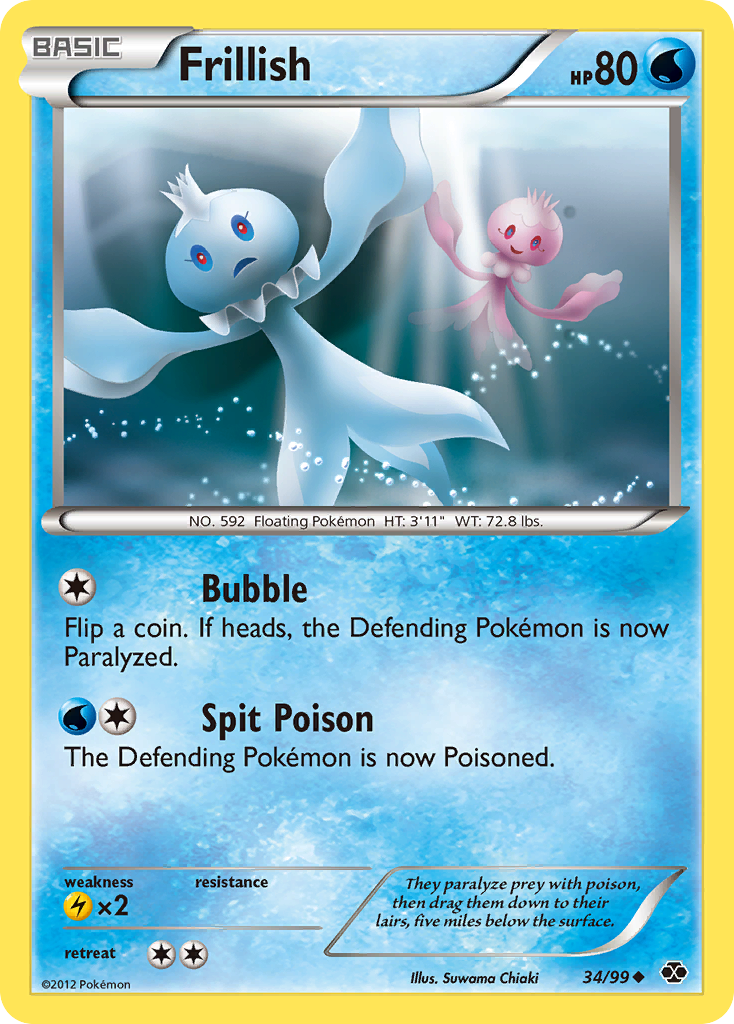 Frillish 34/99 Pokémon Next Destinies (2012) English card — catalogue reference