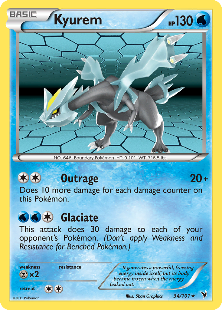 Kyurem 34/101 Pokémon Noble Victories (2011) English card — catalogue reference