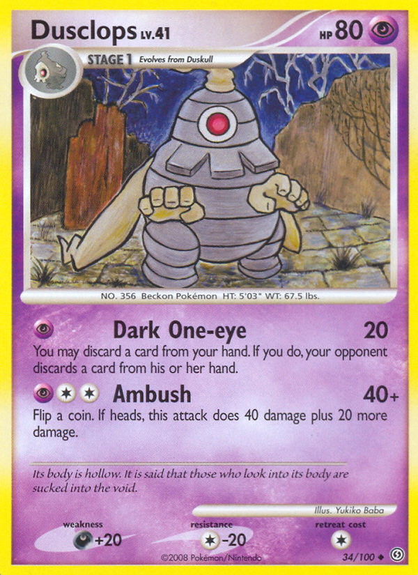Dusclops 34/100 Pokémon Stormfront (2008) English card — catalogue reference