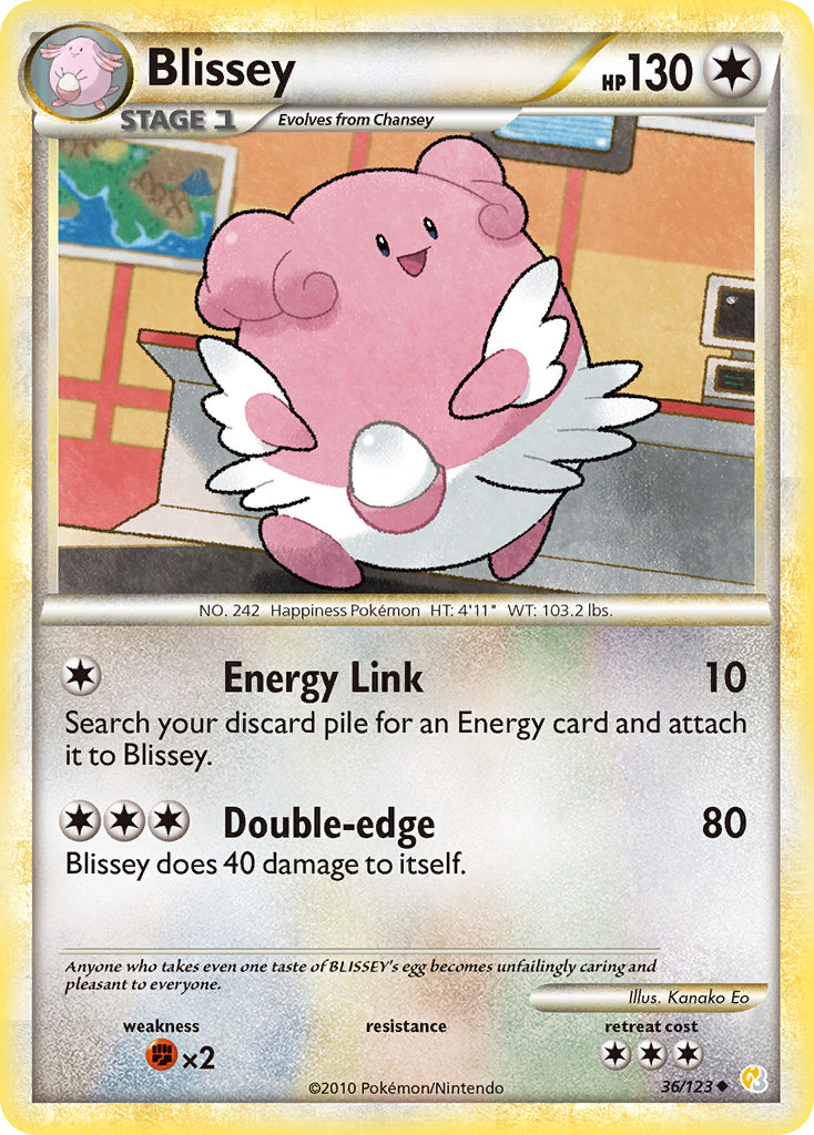 Blissey 36/123 Pokémon HeartGold & SoulSilver (2010) English card — catalogue reference