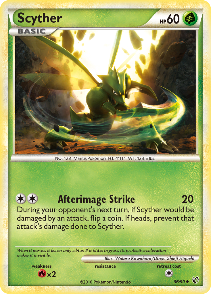Scyther 36/90 Pokémon Undaunted (2010) English card — catalogue reference