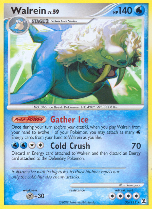 Walrein 36/111 Pokémon Rising Rivals (2009) English card — catalogue reference