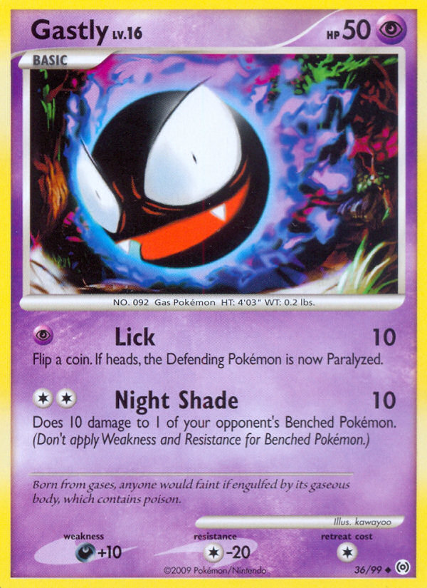 Gastly 36/99 Pokémon Arceus (2009) English card — catalogue reference