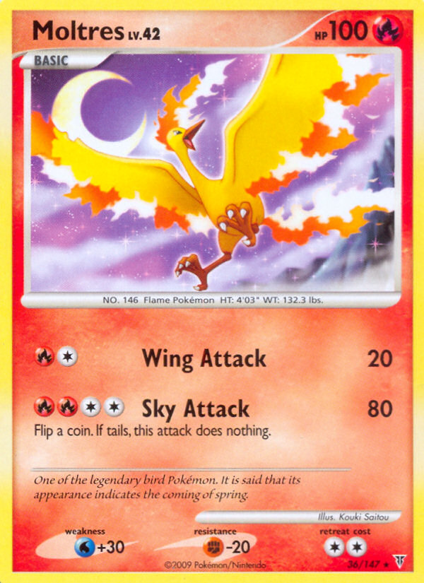 Moltres 36/147 Pokémon Supreme Victors (2009) English card — catalogue reference
