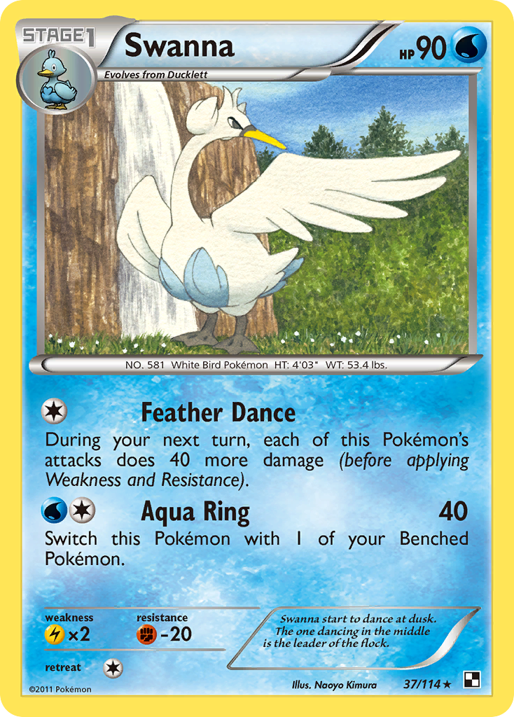 Swanna 37/114 Pokémon Black & White (2011) English card — catalogue reference