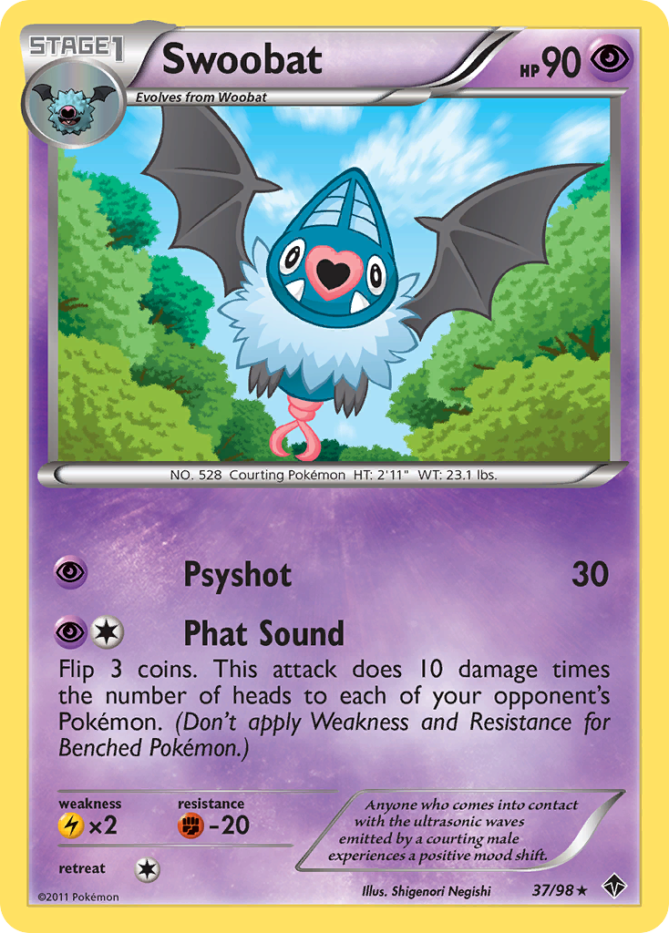 Swoobat 37/98 Pokémon Emerging Powers (2011) English card — catalogue reference