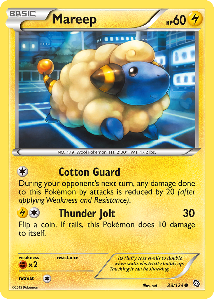 Mareep 38/124 Pokémon Dragons Exalted (2012) English card — catalogue reference