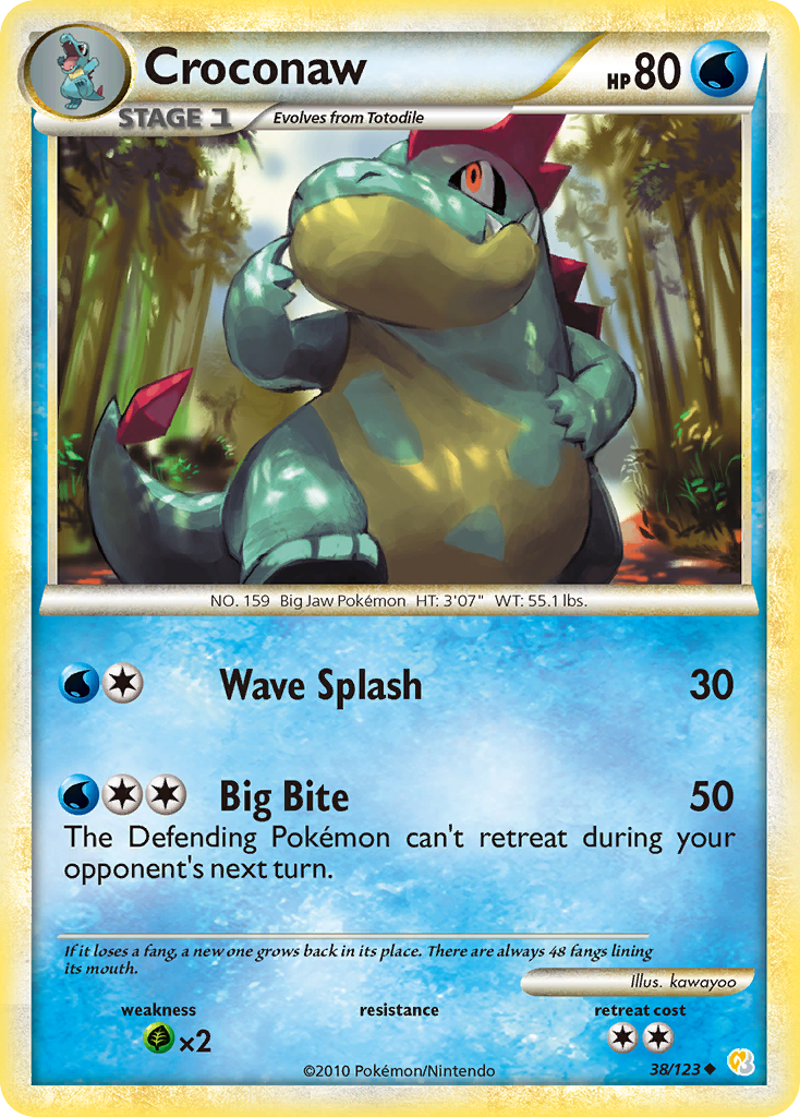 Croconaw 38/123 Pokémon HeartGold & SoulSilver (2010) English card — catalogue reference