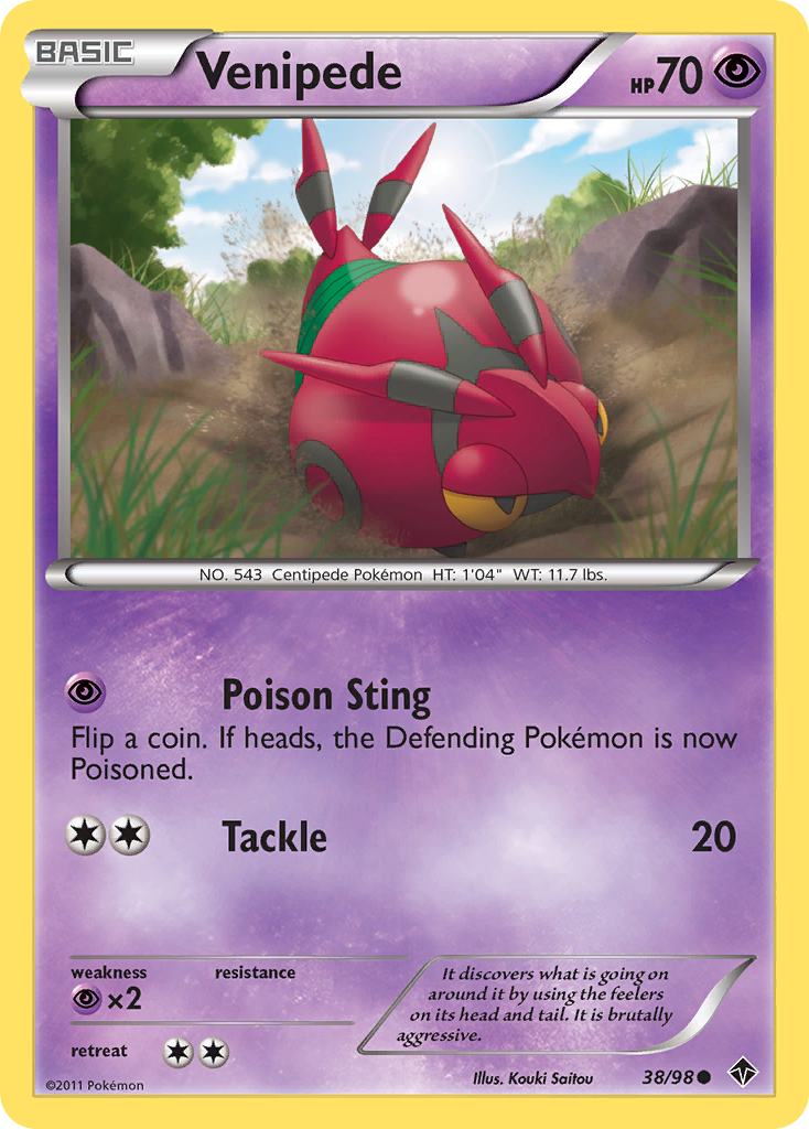 Venipede 38/98 Pokémon Emerging Powers (2011) English card — catalogue reference