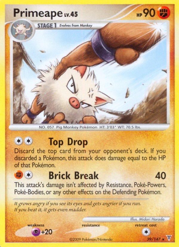 Primeape 39/147 Pokémon Supreme Victors (2009) English card — catalogue reference