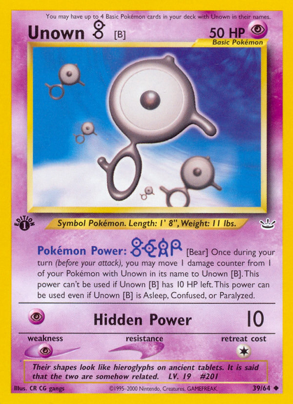 Unown [B] 39/64 — Pokémon Neo Revelation