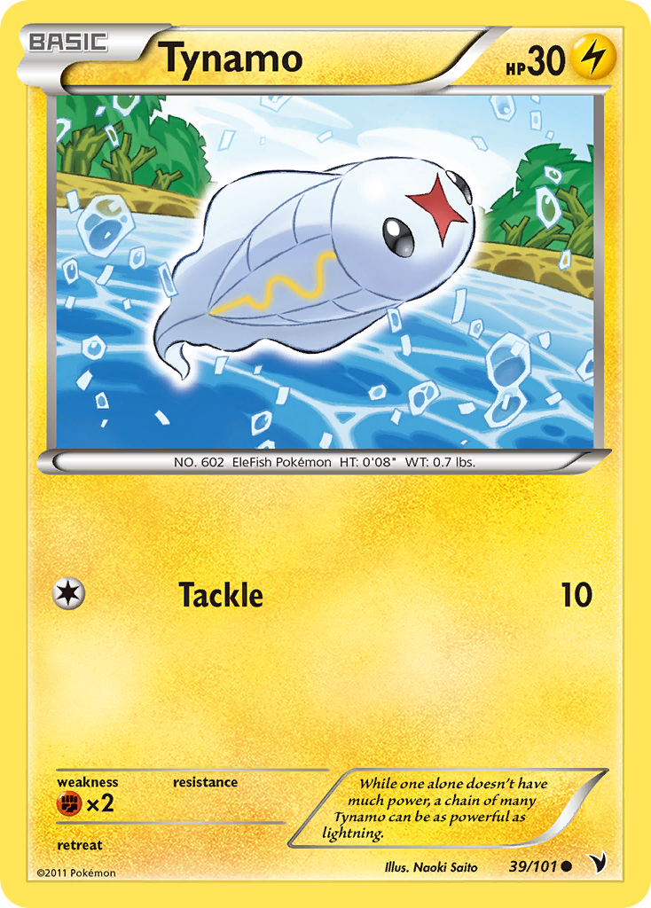 Tynamo 39/101 Pokémon Noble Victories (2011) English card — catalogue reference