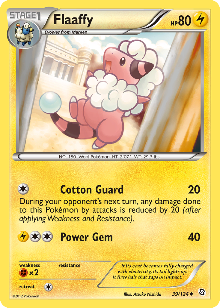 Flaaffy 39/124 Pokémon Dragons Exalted (2012) English card — catalogue reference