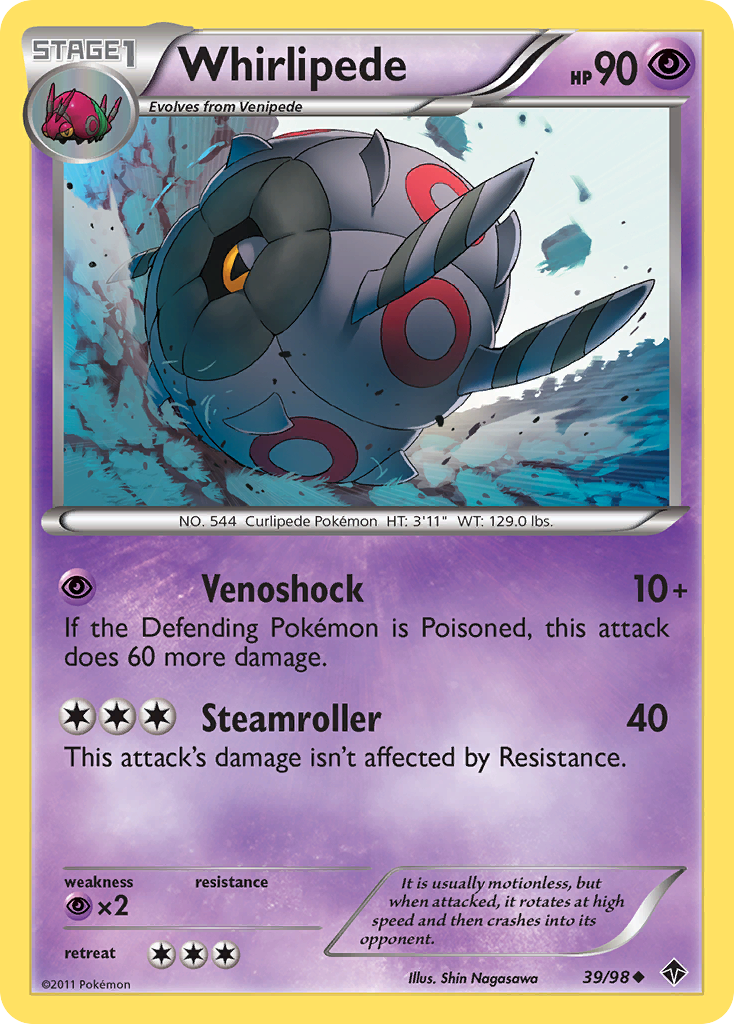 Whirlipede 39/98 Pokémon Emerging Powers (2011) English card — catalogue reference