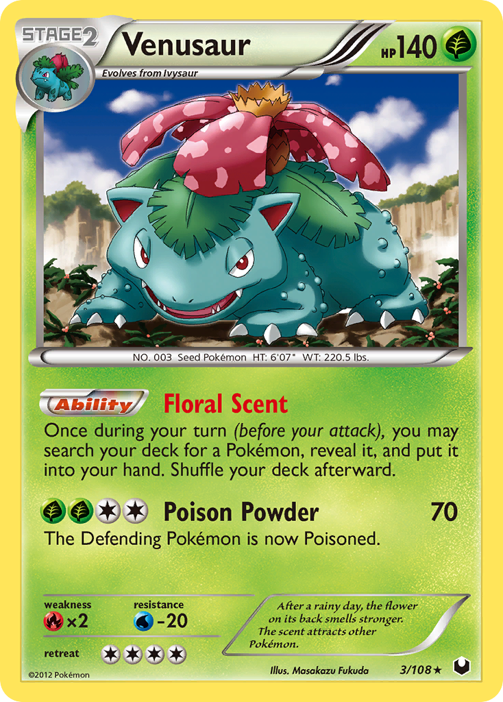 Venusaur 3/108 Pokémon Dark Explorers (2012) English card — catalogue reference