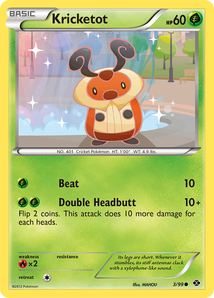 Kricketot 3/99 Pokémon Next Destinies (2012) English card — catalogue reference