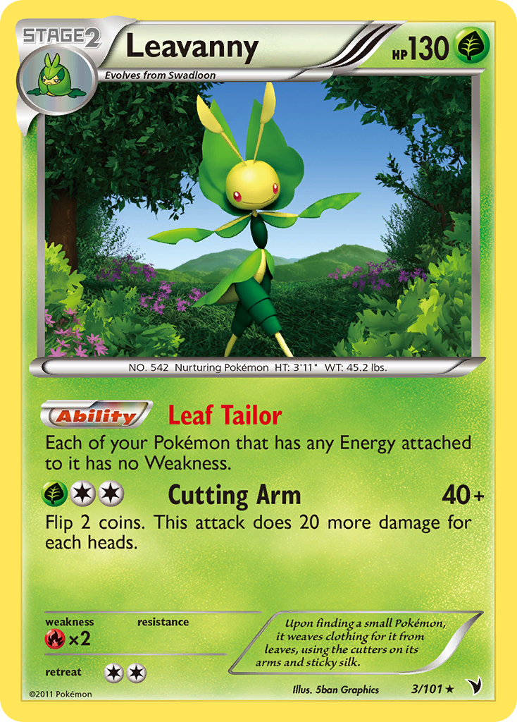 Leavanny 3/101 Pokémon Noble Victories (2011) English card — catalogue reference