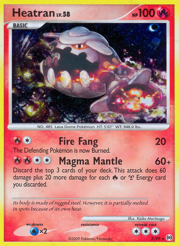 Heatran 3/99 Pokémon Arceus (2009) English card — catalogue reference