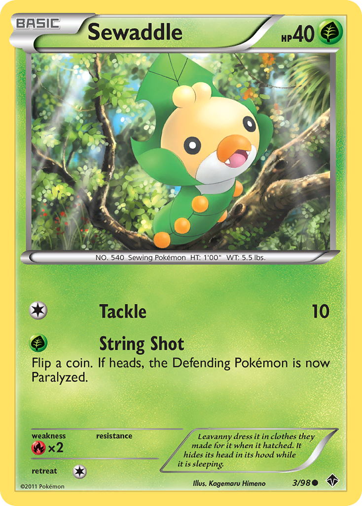 Sewaddle 3/98 Pokémon Emerging Powers (2011) English card — catalogue reference