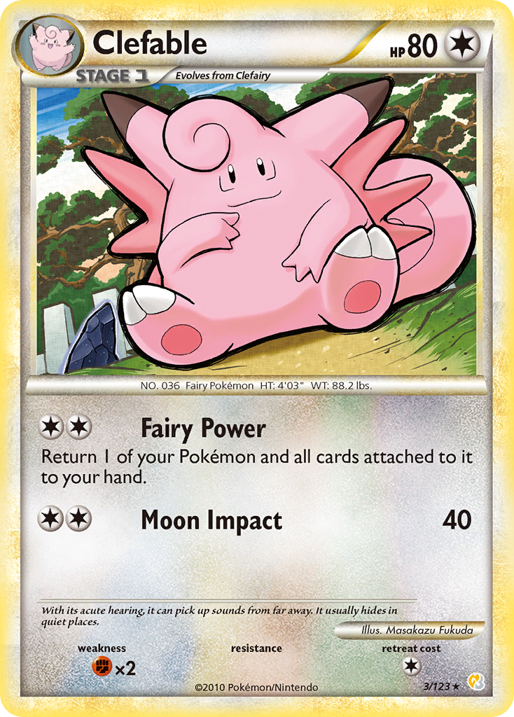 Clefable 3/123 Pokémon HeartGold & SoulSilver (2010) English card — catalogue reference