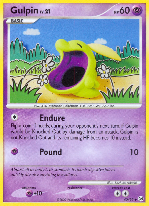 Gulpin 40/99 Pokémon Arceus (2009) English card — catalogue reference