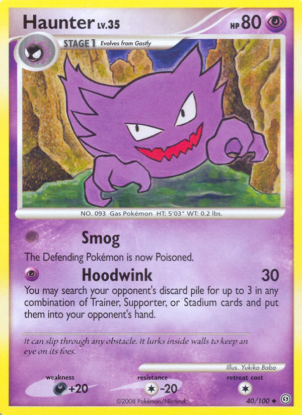 Haunter 40/100 Pokémon Stormfront (2008) English card — catalogue reference