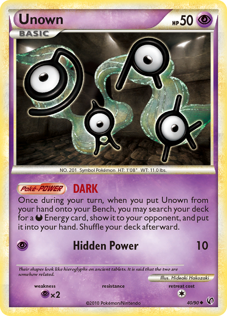 Unown 40/90 Pokémon Undaunted (2010) English card — catalogue reference