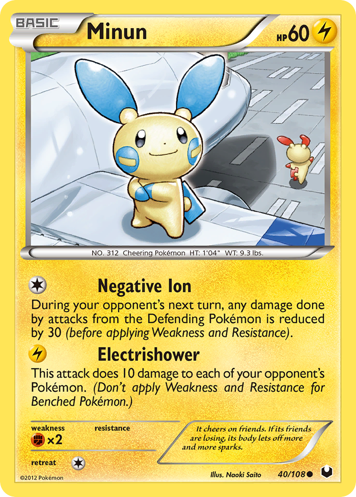 Minun 40/108 Pokémon Dark Explorers (2012) English card — catalogue reference