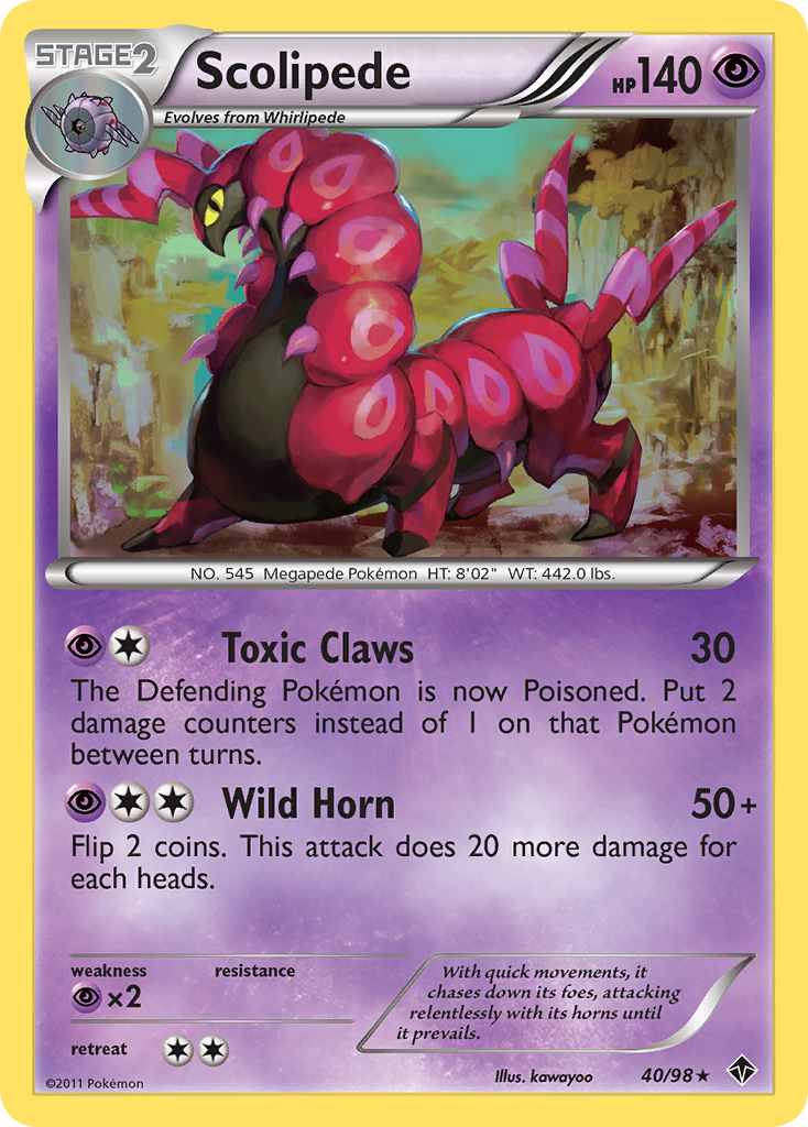 Scolipede 40/98 Pokémon Emerging Powers (2011) English card — catalogue reference