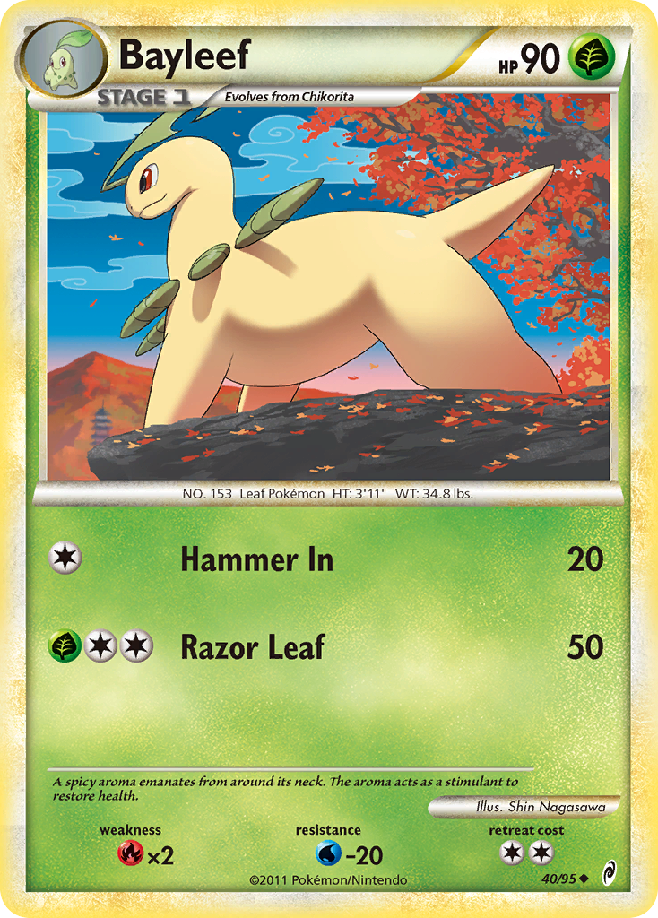 Bayleef 40/95 Pokémon Call of Legends (2011) English card — catalogue reference