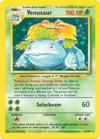 Venusaur Holo Rare Base Set 015/102 MP (Back)