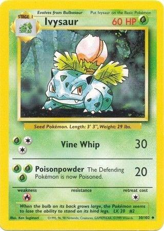 Ivysaur Uncommon Base Set 030/102 MP (Back)