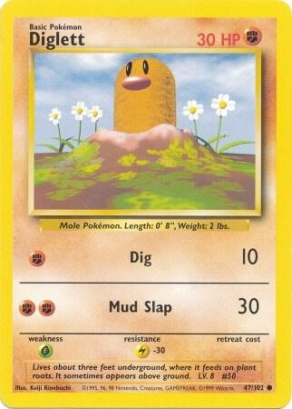 Diglett Common Base Set 047/102 MP (Back)