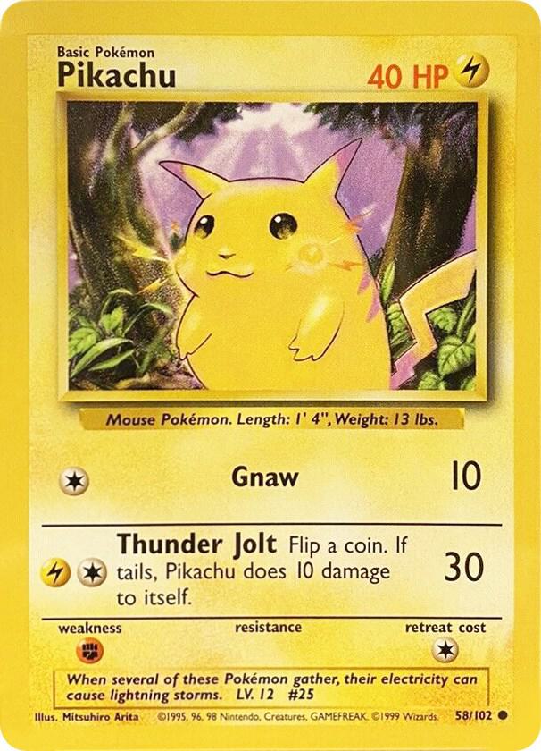 Pikachu Common Base Set 058/102 MP (Back)