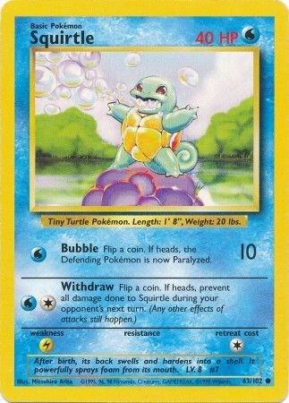 Squirtle Common Base Set 063/102 MP (Back)