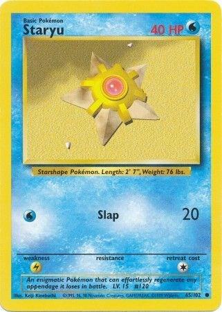 Staryu Common Base Set 065/102 MP (Back)