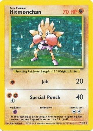 Hitmonchan Holo Rare Base Set 007/102 MP (Back)