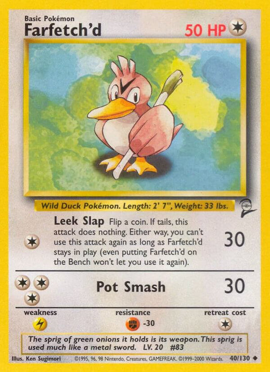 Farfetch'd Uncommon Base Set 2 040/130 MP (Back)