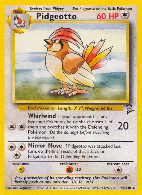 Pidgeotto Rare Base Set 2 028/130 MP (Back)