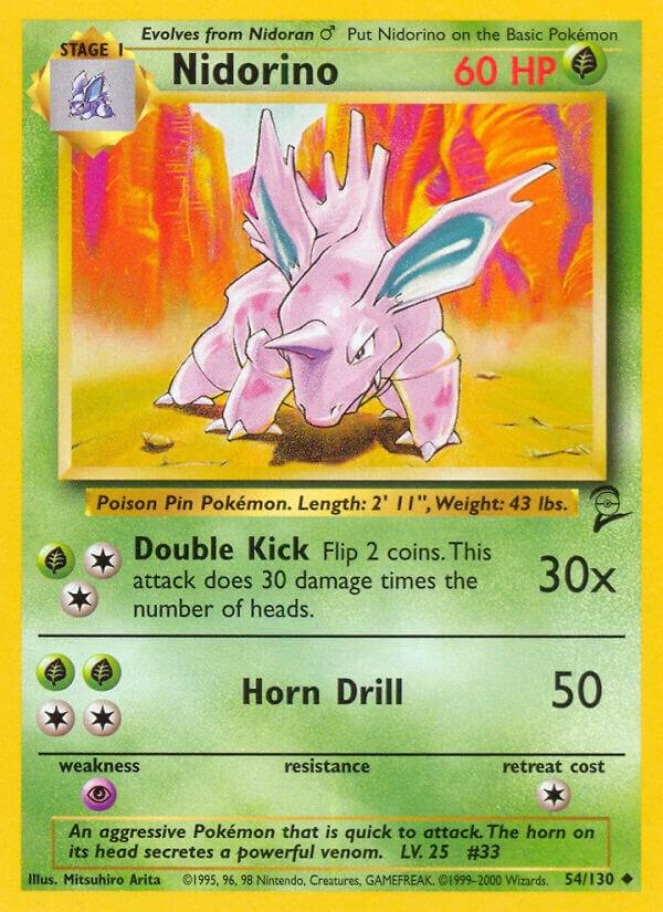 Nidorino Uncommon Base Set 2 054/130 MP (Back)