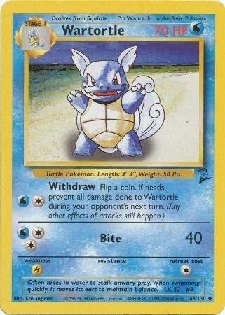 Wartortle Uncommon Base Set 2 063/130 MP (Back)