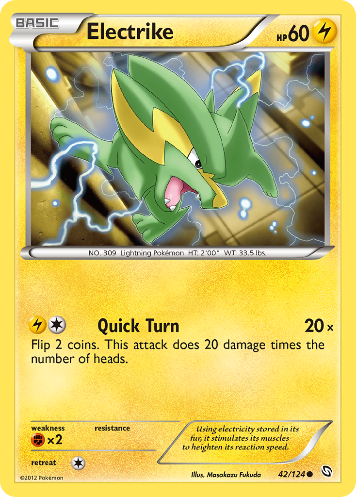 Electrike 42/124 Pokémon Dragons Exalted (2012) English card — catalogue reference