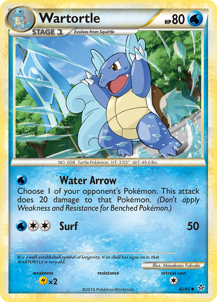 Wartortle 42/95 Pokémon Unleashed (2010) English card — catalogue reference