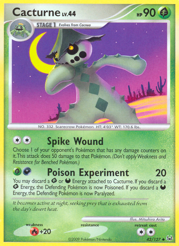 Cacturne 42/127 Pokémon Platinum (2009) English card — catalogue reference