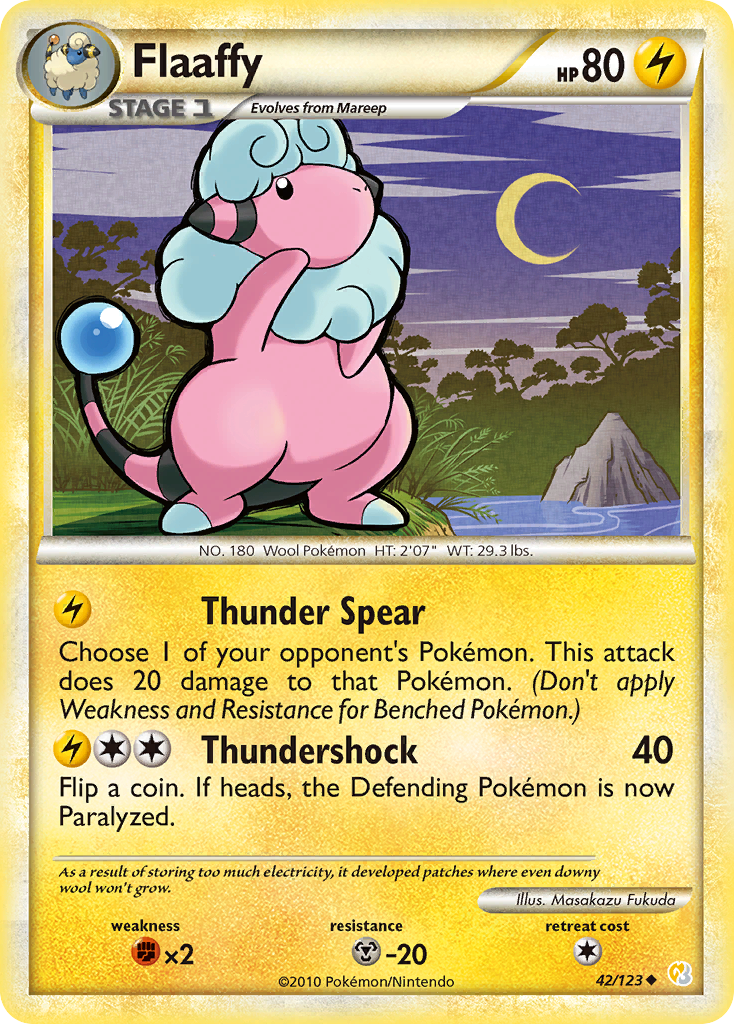 Flaaffy 42/123 Pokémon HeartGold & SoulSilver (2010) English card — catalogue reference