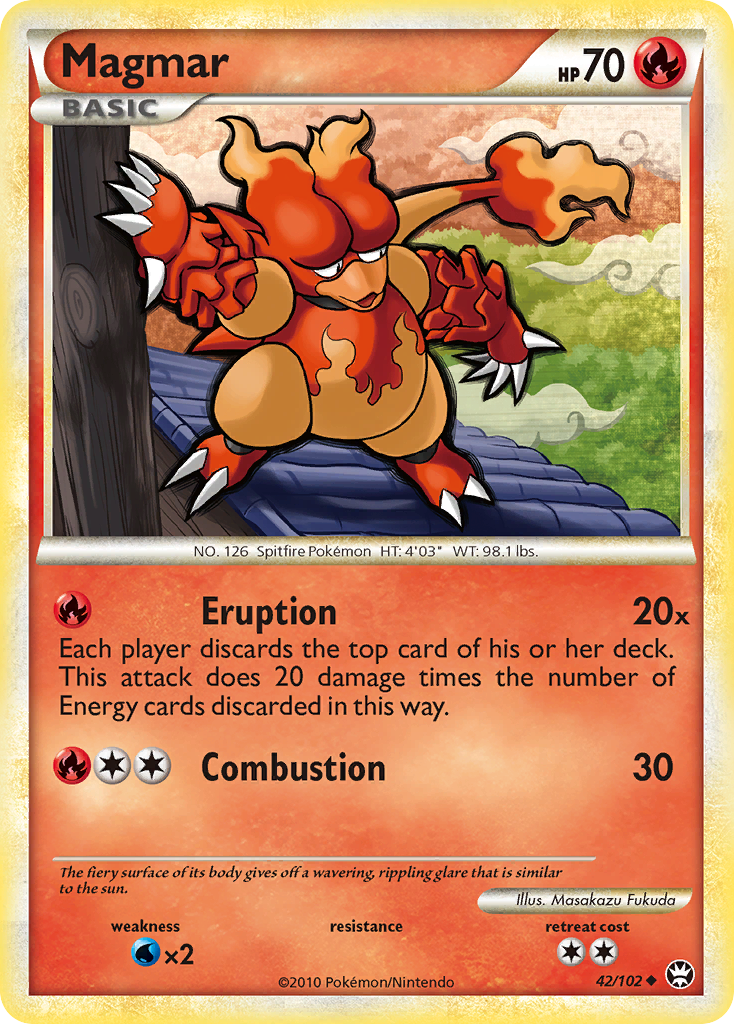 Magmar 42/102 Pokémon Triumphant (2010) English card — catalogue reference