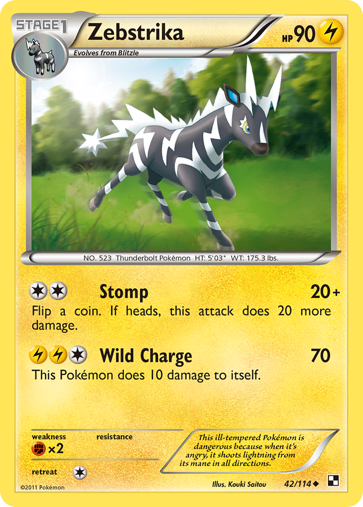 Zebstrika 42/114 Pokémon Black & White (2011) English card — catalogue reference